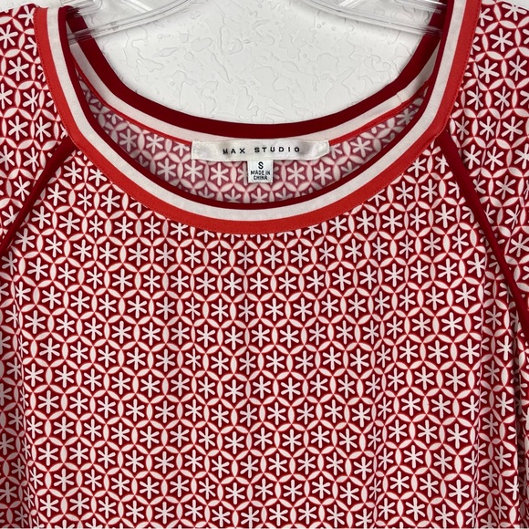 Max Studio Red Orange & White Soft Sheath Dress Size Small - Picture 3 of 12